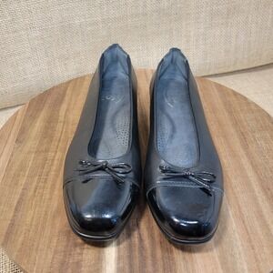 SAS Shoes Ballet Flats Coco Tripad Slip On Black Leather Bow Women's Size 7.5 N